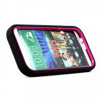 Wholesale HTC One M8 Armor Hybrid Case with Stand (Black Hot Pink)